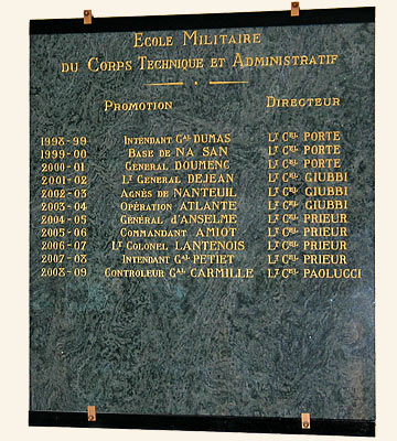 Plaque des promotions de 1998 à 2009