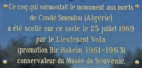 Plaque commémorative Lieutenant Vola